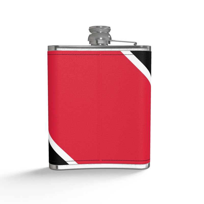 Leather Wrapped Hip Flask: Trinidad & Tobago Flag
