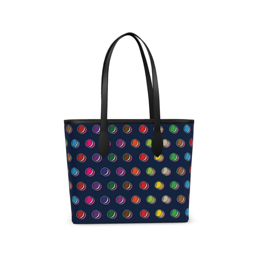 Leather City Shopper: Macaron pattern [Navy]