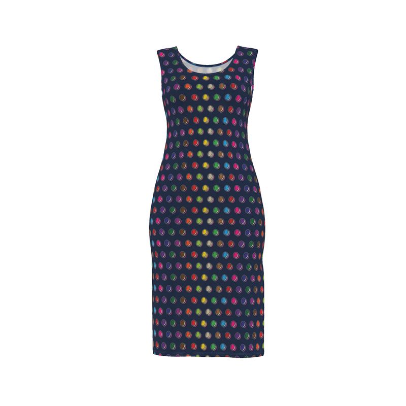 Bodycon Dress:  Macaron pattern [Navy]