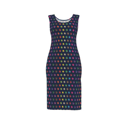 Bodycon Dress:  Macaron pattern [Navy]