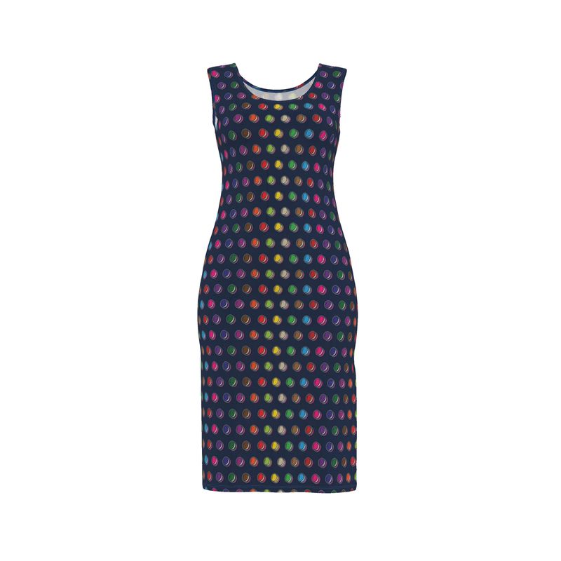 Bodycon Dress:  Macaron pattern [Navy]