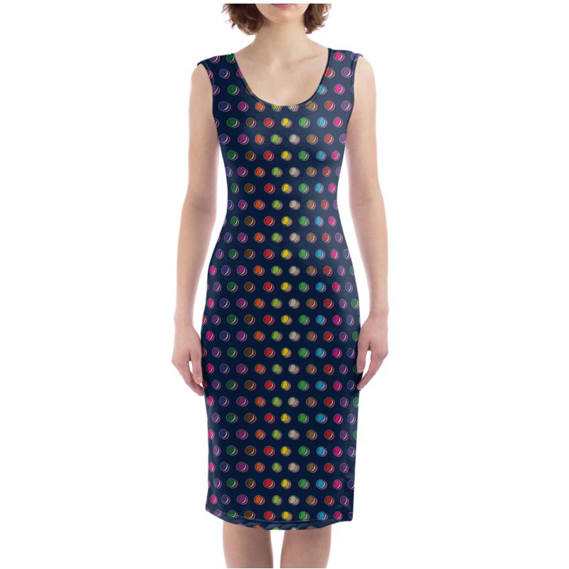 Bodycon Dress:  Macaron pattern [Navy]