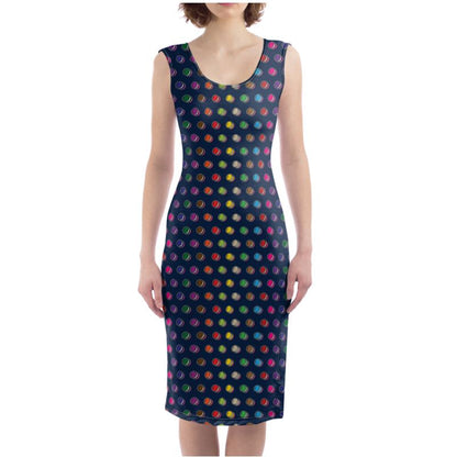 Bodycon Dress:  Macaron pattern [Navy]