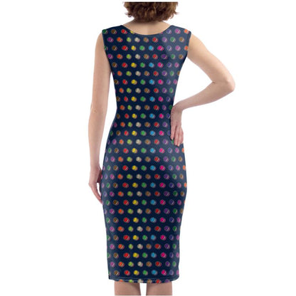 Bodycon Dress:  Macaron pattern [Navy]