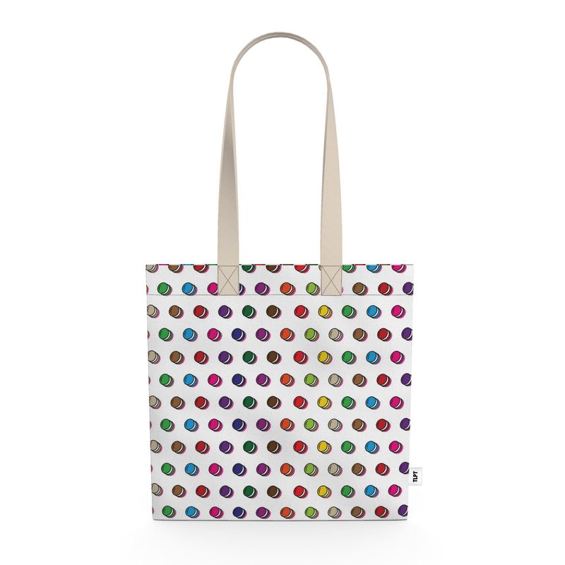 Organic Cotton Canvas Tote Bag: Macaron pattern [White]