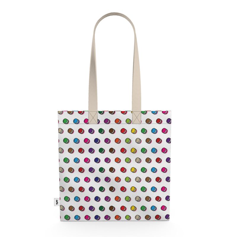 Organic Cotton Canvas Tote Bag: Macaron pattern [White]