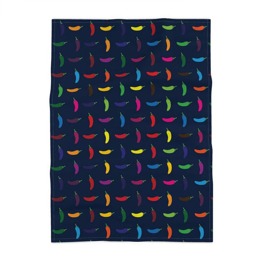 Panama Cotton Tea Towel: Chilli Peppers [Navy]