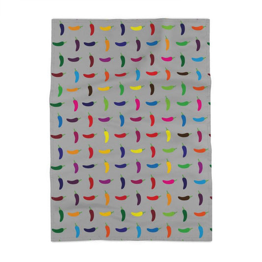 Panama Cotton Tea Towel: Chilli Peppers [Grey]