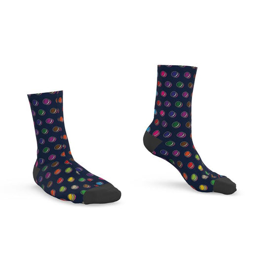 Men's Socks:  Macaron pattern [Navy/Multicoloured]