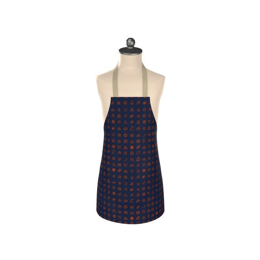 Apron: Baking Icons Pattern [Navy/Orange]