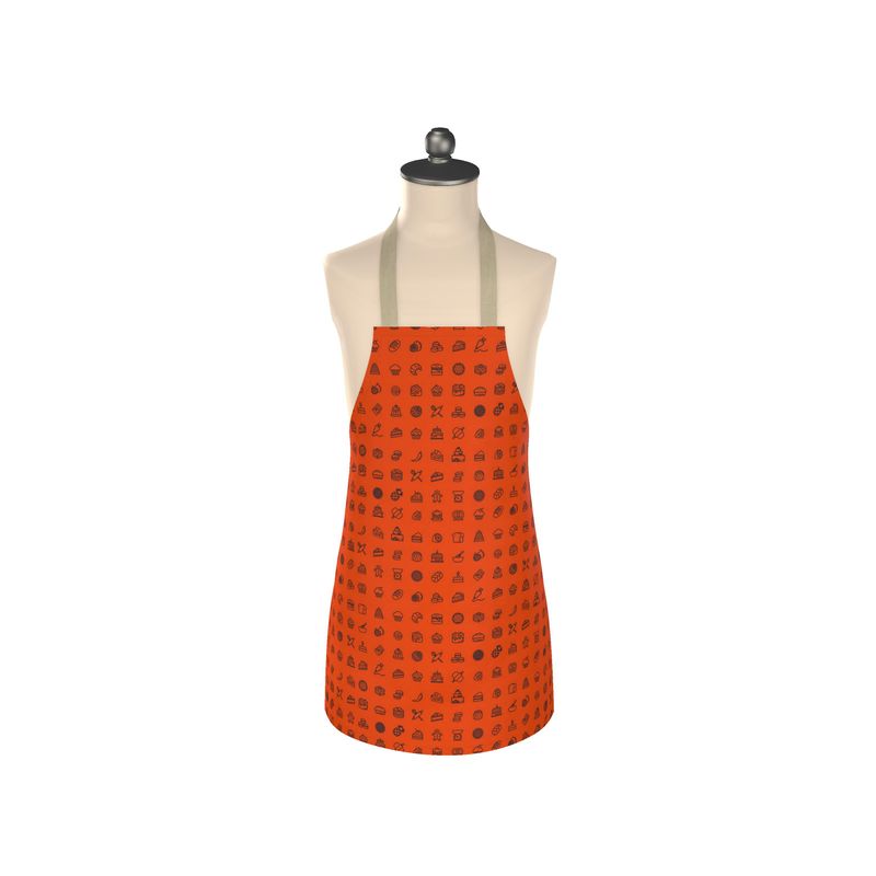 Apron: Baking Icons Pattern [Orange/Navy]