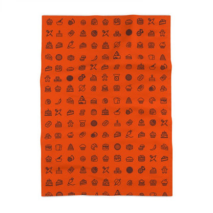 Panama Cotton Tea Towel: Baking Icons pattern [Orange/Navy]