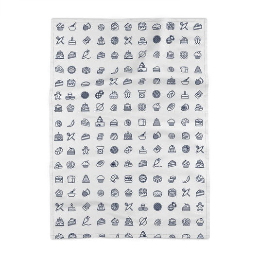 Panama Cotton Tea Towel: Baking Icons Pattern [White/Navy]