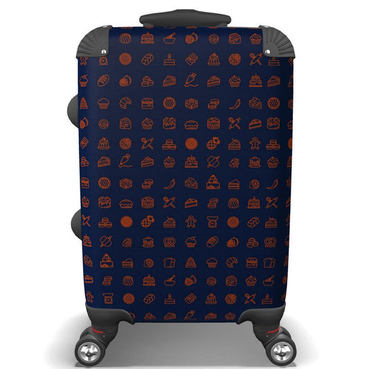 Hardshell Suitcase: Baking Icons pattern [Navy/Orange]