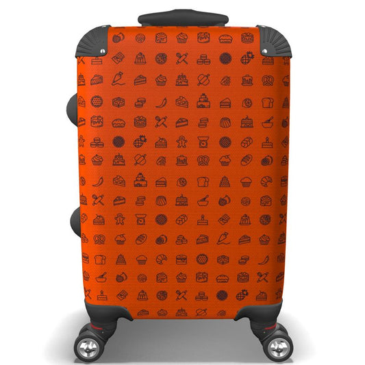 Hardshell Suitcase: Baking Icons pattern [Orange/Navy]