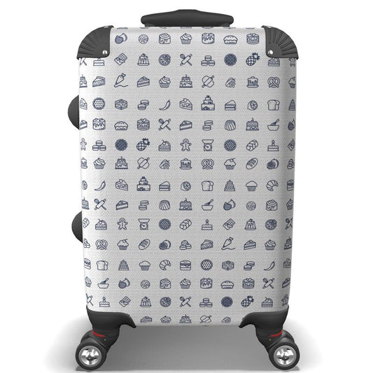 Hardshell Suitcase: Baking Icons pattern [White/Navy]