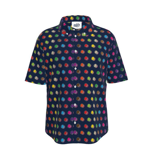 Men's Short Sleeve Shirt: Macarons pattern [Navy]