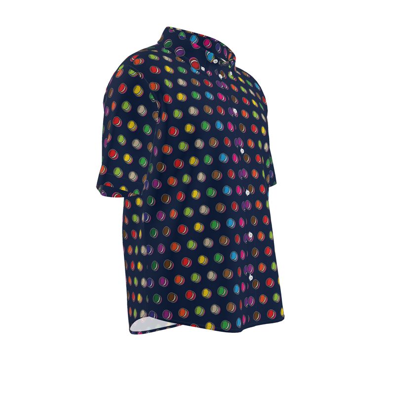 Men's Short Sleeve Shirt: Macarons pattern [Navy]