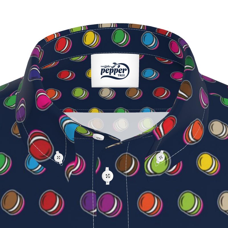 Men's Short Sleeve Shirt: Macarons pattern [Navy]