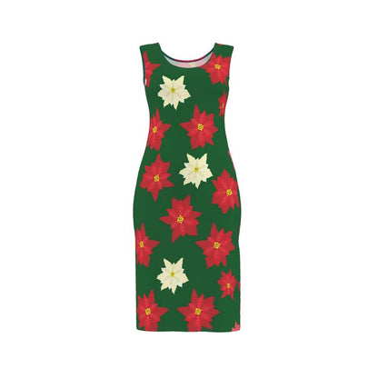 Bodycon Dress: Poinsettia pattern [Christmas]