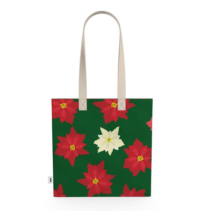 Organic Cotton Canvas Tote Bag: Christmas Poinsettia pattern