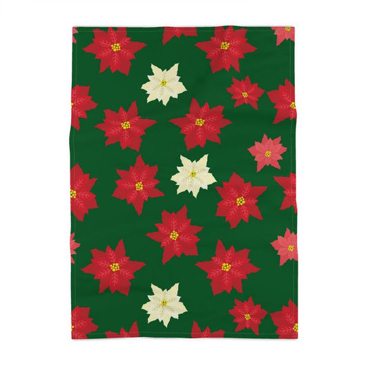 Panama Cotton Tea Towel: Christmas Poinsettia pattern