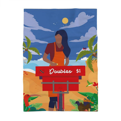 Panama Cotton Tea Towel: Trinidad & Tobago Doubles Woman