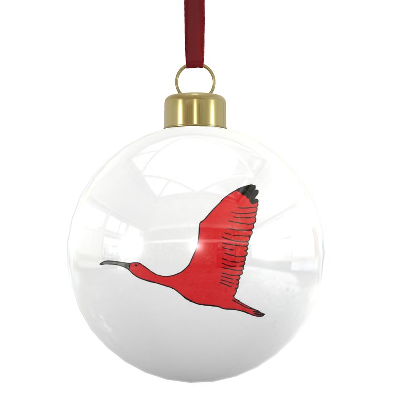 Bone China Baubles: Trinidad & Tobago National Birds [Scarlet Ibis] x6