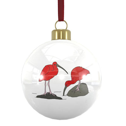 Bone China Baubles: Trinidad & Tobago National Birds [Scarlet Ibis] x6