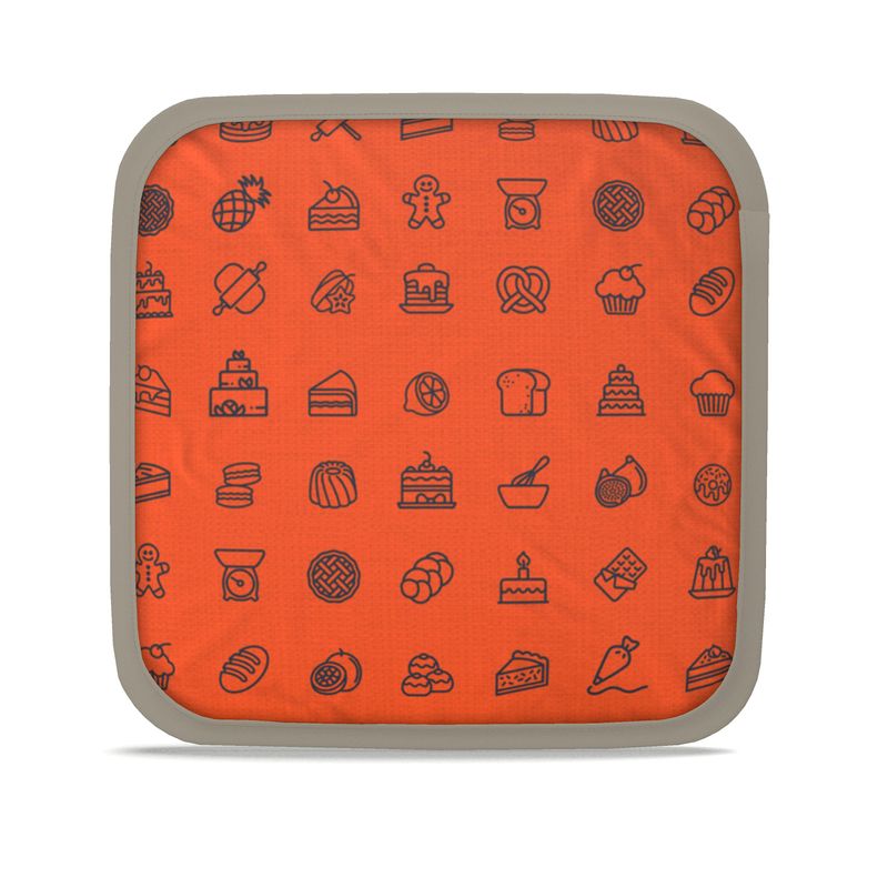 Pot Holders: Baking Icons Pattern [Orange/Navy]