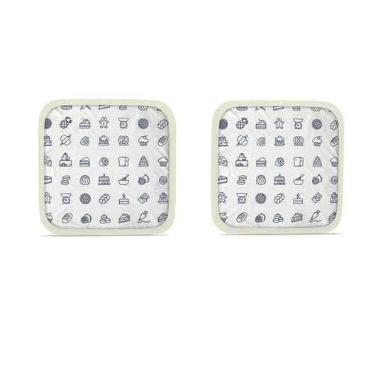 Pot Holders: Baking Icons Pattern [White/Navy]