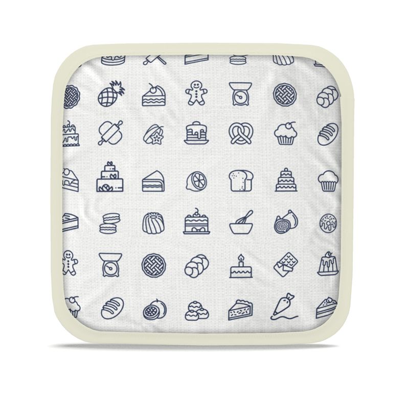 Pot Holders: Baking Icons Pattern [White/Navy]