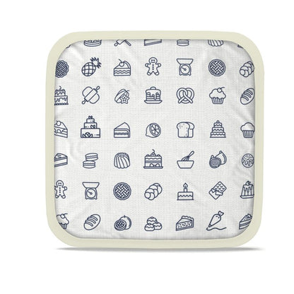 Pot Holders: Baking Icons Pattern [White/Navy]