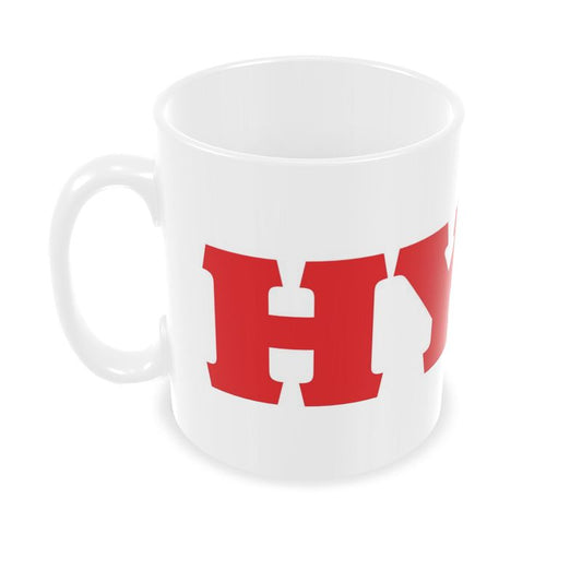 Builders Mug: HYMC [Hold Your Macarons Carefully] [White/Red/Navy]