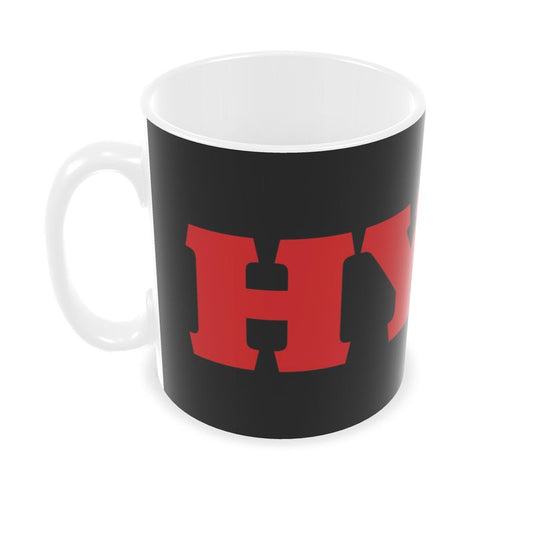 Builders Mug: HYMC [Hold Your Macarons Carefully] [Black/Red/White]