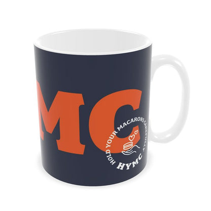 Builders Mug: HYMC [Hold Your Macarons Carefully] [Navy/Orange/White]