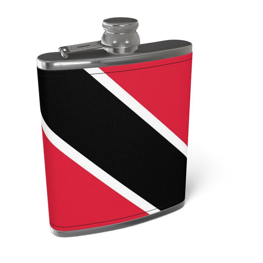 Leather Wrapped Hip Flask: Trinidad & Tobago Flag