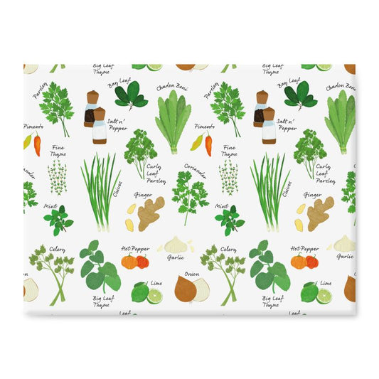Cutting Board: Green Seasoning Pattern [Herbs and Spices]