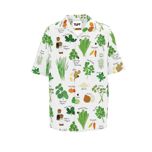 Men's Short Sleeve Shirt: Green Seasoning Pattern [Herbs and Spices]