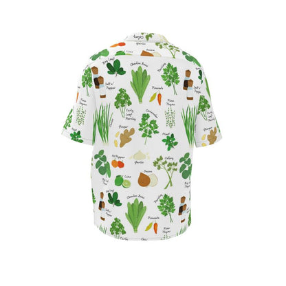 Men's Short Sleeve Shirt: Green Seasoning Pattern [Herbs and Spices]