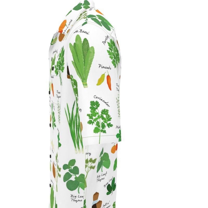 Men's Short Sleeve Shirt: Green Seasoning Pattern [Herbs and Spices]