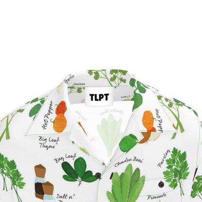 Men's Short Sleeve Shirt: Green Seasoning Pattern [Herbs and Spices]