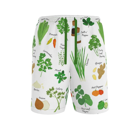 Men's Riviera Shorts: Green Seasoning Pattern [Herbs and Spices]