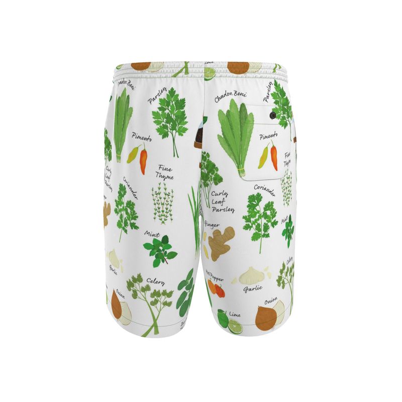 Men's Riviera Shorts: Green Seasoning Pattern [Herbs and Spices]