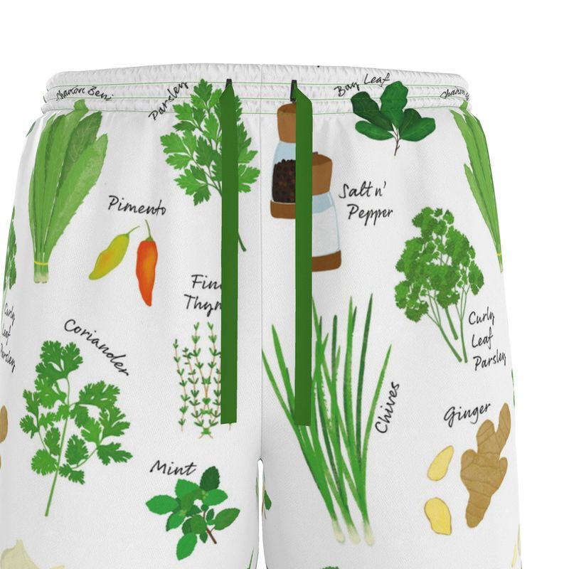 Men's Riviera Shorts: Green Seasoning Pattern [Herbs and Spices]