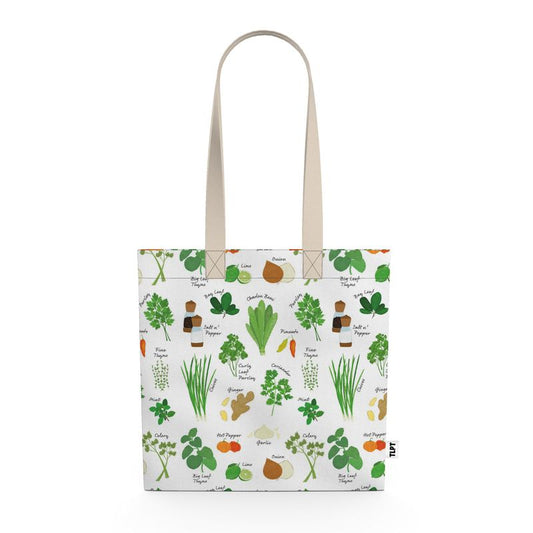 Organic Cotton Tote Bag: Green Seasoning Pattern [Herbs and Spices]