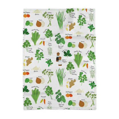 Panama Cotton Tea Towel: Green Seasoning Pattern  [Herbs and Spices]