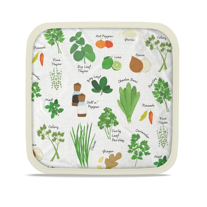 Pot Holders: Green Seasoning Pattern [Herbs and Spices]