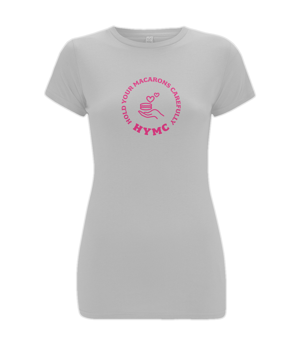 Women's Stretch T-Shirt: HYMC Badge Centre [Pink]