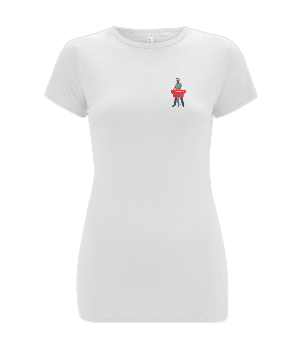 Women's Stretch T-Shirt: Doubles Man [pocket design]